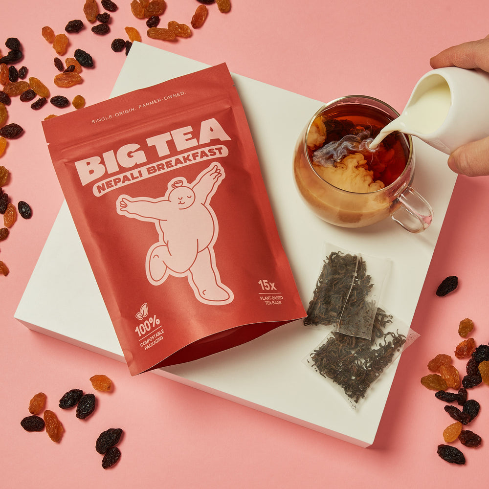 Nepali Breakfast Tea served with milk and loose tea leaves